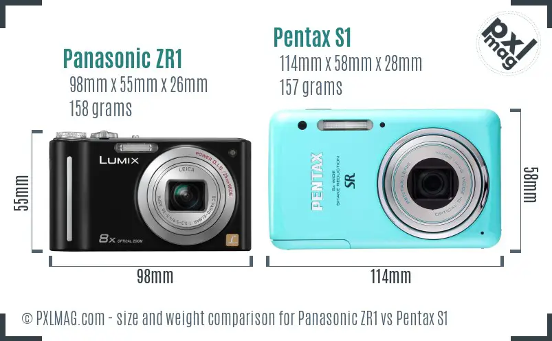 Panasonic ZR1 vs Pentax S1 size comparison