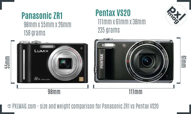 Panasonic ZR1 vs Pentax VS20 size comparison