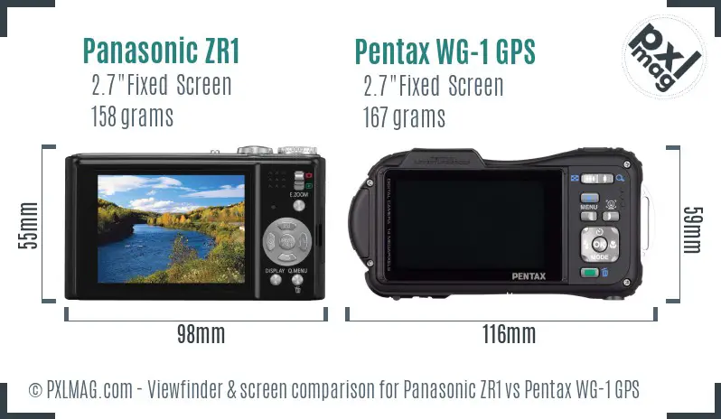 Panasonic ZR1 vs Pentax WG-1 GPS Screen and Viewfinder comparison