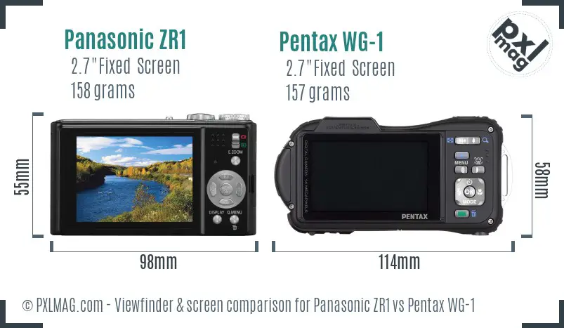 Panasonic ZR1 vs Pentax WG-1 Screen and Viewfinder comparison