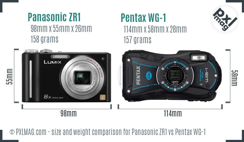 Panasonic ZR1 vs Pentax WG-1 size comparison