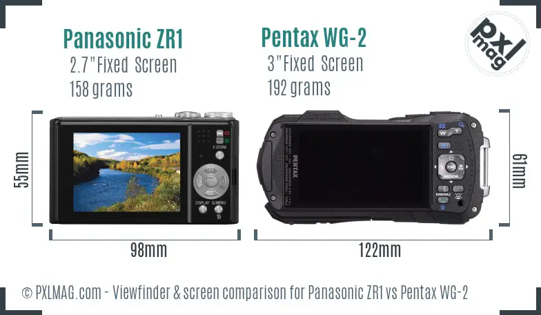 Panasonic ZR1 vs Pentax WG-2 Screen and Viewfinder comparison