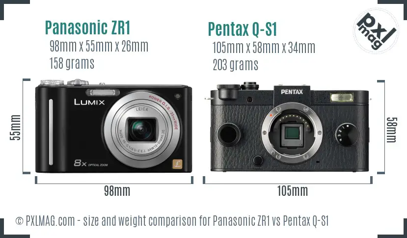 Panasonic ZR1 vs Pentax Q-S1 size comparison