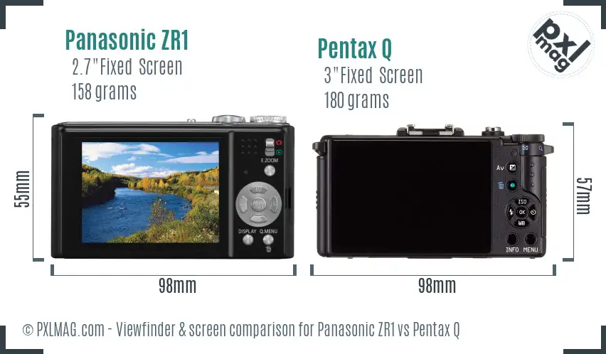 Panasonic ZR1 vs Pentax Q Screen and Viewfinder comparison