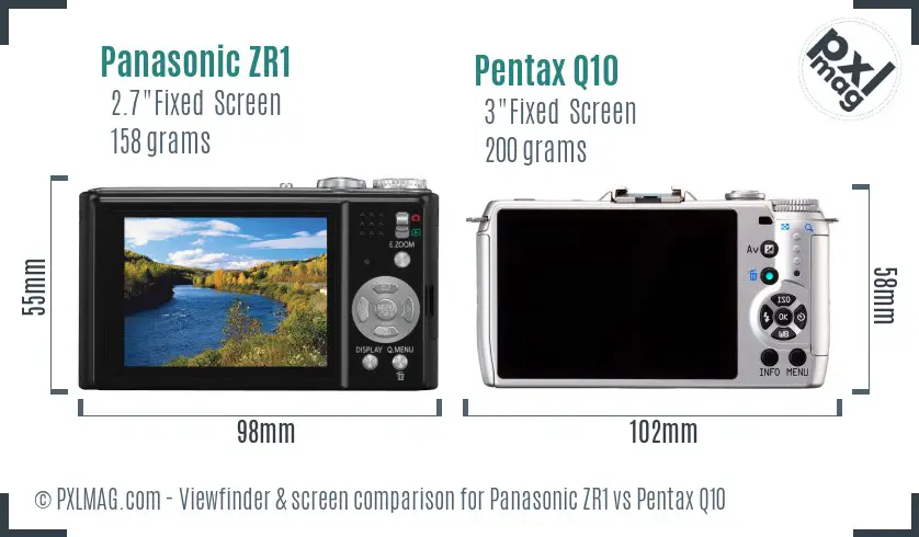 Panasonic ZR1 vs Pentax Q10 Screen and Viewfinder comparison