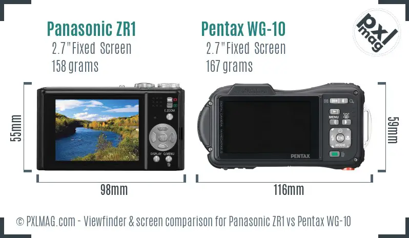 Panasonic ZR1 vs Pentax WG-10 Screen and Viewfinder comparison Panasonic ZR1 vs Pentax WG-10 Screen and Viewfinder comparison