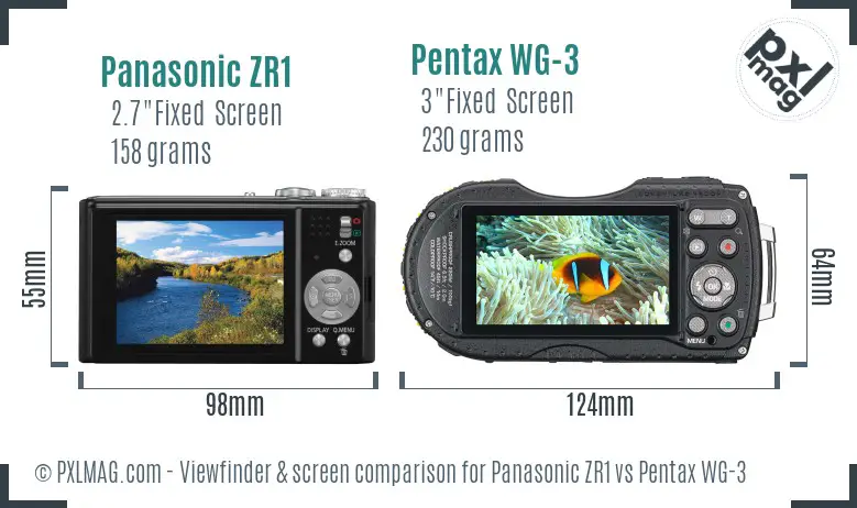 Panasonic ZR1 vs Pentax WG-3 Screen and Viewfinder comparison