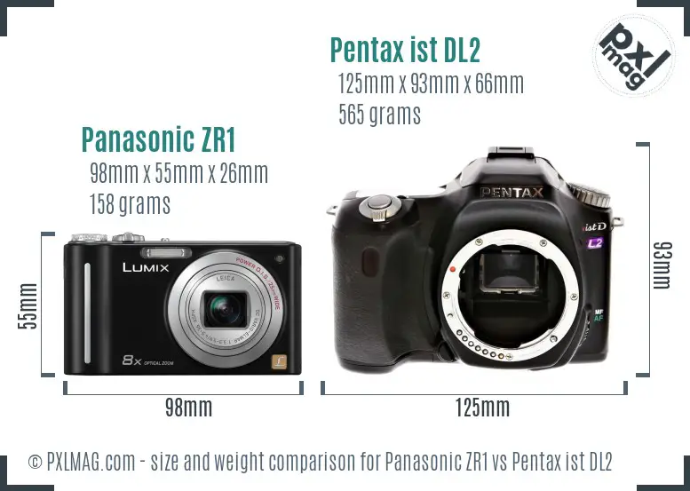 Panasonic ZR1 vs Pentax ist DL2 size comparison