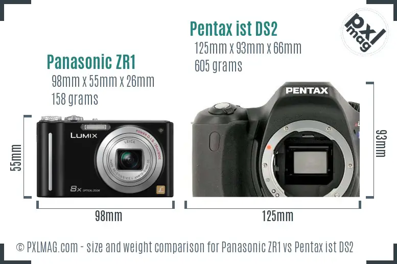 Panasonic ZR1 vs Pentax ist DS2 size comparison