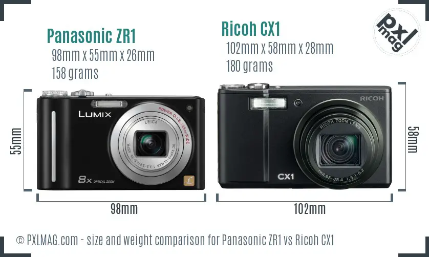 Panasonic ZR1 vs Ricoh CX1 size comparison Panasonic ZR1 vs Ricoh CX1 size comparison