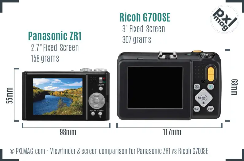 Panasonic ZR1 vs Ricoh G700SE Screen and Viewfinder comparison