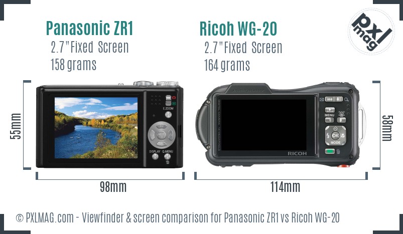 Panasonic ZR1 vs Ricoh WG-20 Screen and Viewfinder comparison