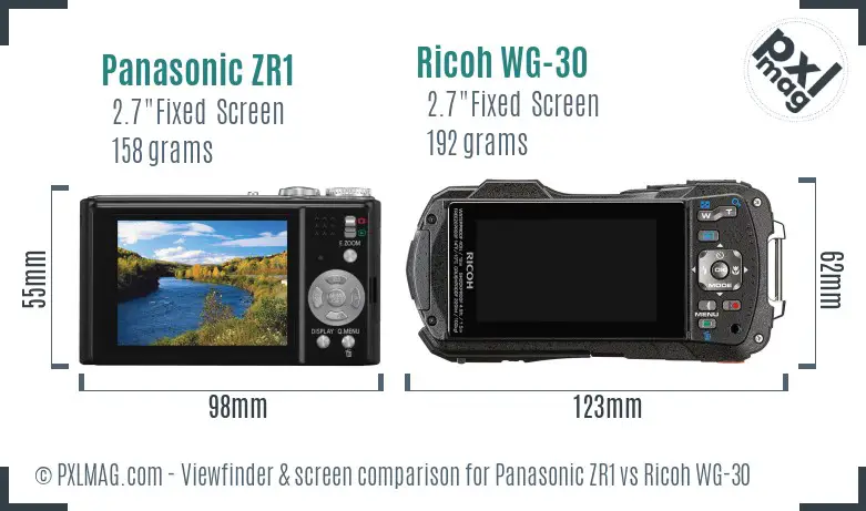 Panasonic ZR1 vs Ricoh WG-30 Screen and Viewfinder comparison