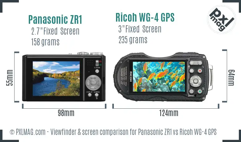 Panasonic ZR1 vs Ricoh WG-4 GPS Screen and Viewfinder comparison