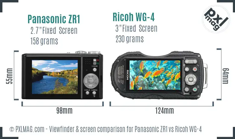 Panasonic ZR1 vs Ricoh WG-4 Screen and Viewfinder comparison