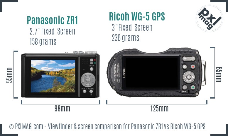 Panasonic ZR1 vs Ricoh WG-5 GPS Screen and Viewfinder comparison
