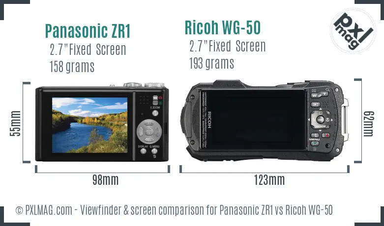 Panasonic ZR1 vs Ricoh WG-50 Screen and Viewfinder comparison