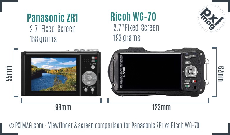 Panasonic ZR1 vs Ricoh WG-70 Screen and Viewfinder comparison