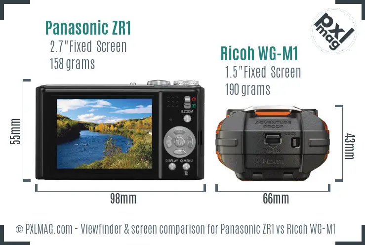 Panasonic ZR1 vs Ricoh WG-M1 Screen and Viewfinder comparison