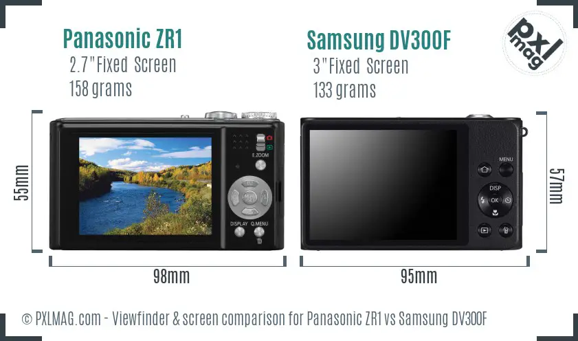 Panasonic ZR1 vs Samsung DV300F Screen and Viewfinder comparison