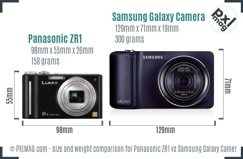Panasonic ZR1 vs Samsung Galaxy Camera size comparison Panasonic ZR1 vs Samsung Galaxy Camera size comparison