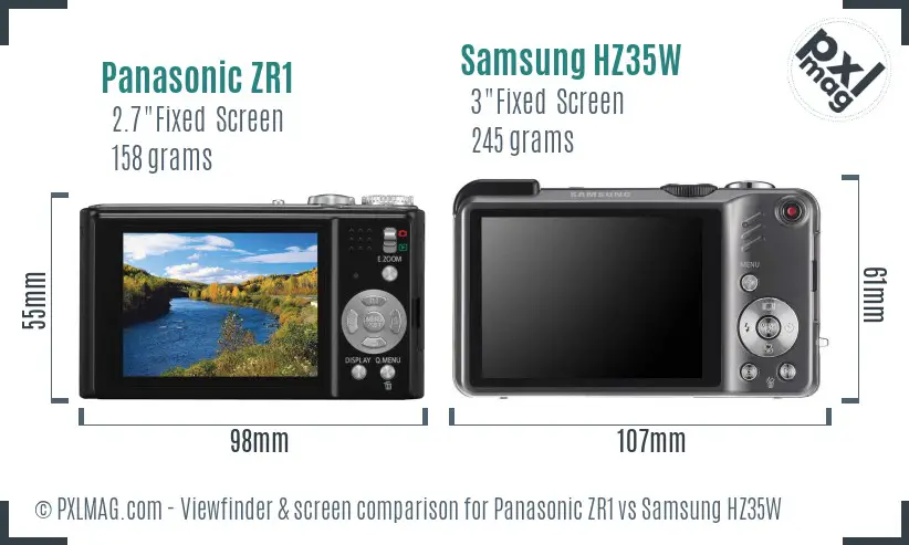 Panasonic ZR1 vs Samsung HZ35W Screen and Viewfinder comparison Panasonic ZR1 vs Samsung HZ35W Screen and Viewfinder comparison
