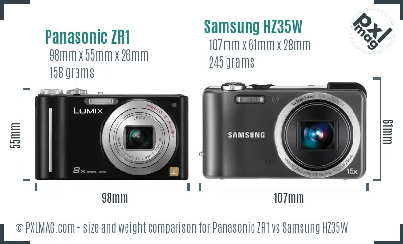 Panasonic ZR1 vs Samsung HZ35W size comparison Panasonic ZR1 vs Samsung HZ35W size comparison