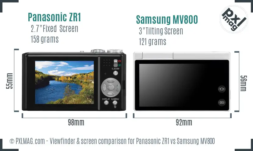 Panasonic ZR1 vs Samsung MV800 Screen and Viewfinder comparison