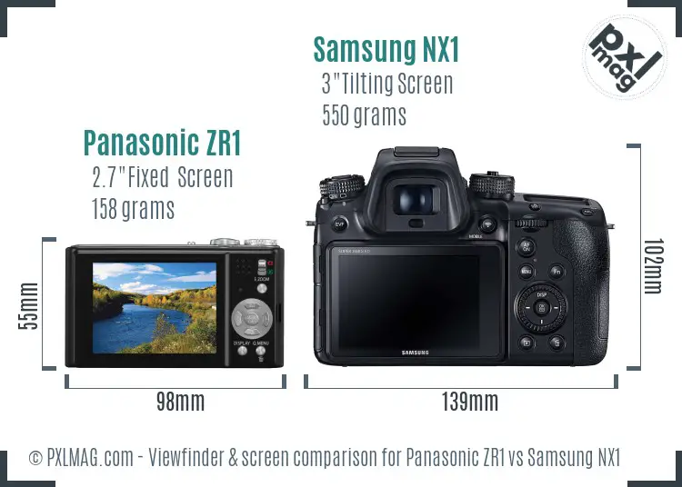Panasonic ZR1 vs Samsung NX1 Screen and Viewfinder comparison