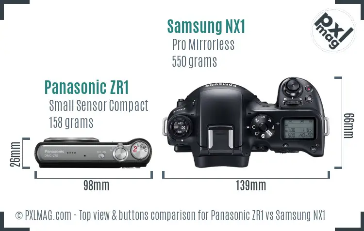 Panasonic ZR1 vs Samsung NX1 top view buttons comparison