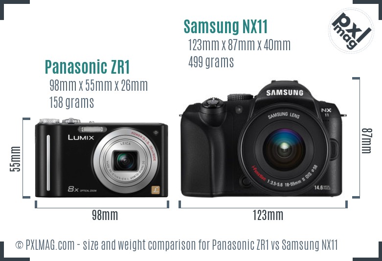 Panasonic ZR1 vs Samsung NX11 size comparison