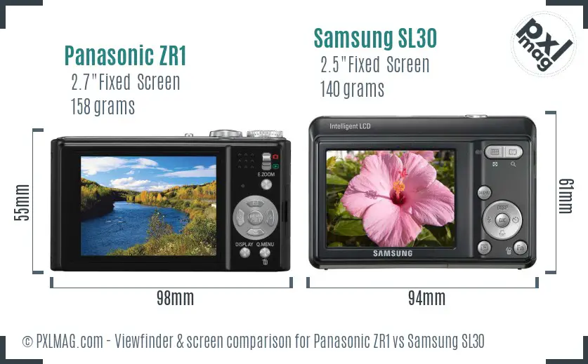 Panasonic ZR1 vs Samsung SL30 Screen and Viewfinder comparison Panasonic ZR1 vs Samsung SL30 Screen and Viewfinder comparison