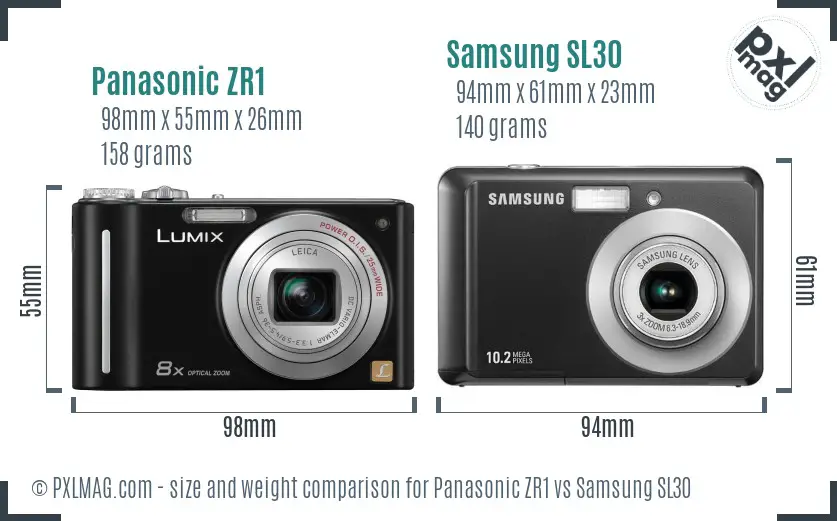 Panasonic ZR1 vs Samsung SL30 size comparison Panasonic ZR1 vs Samsung SL30 size comparison