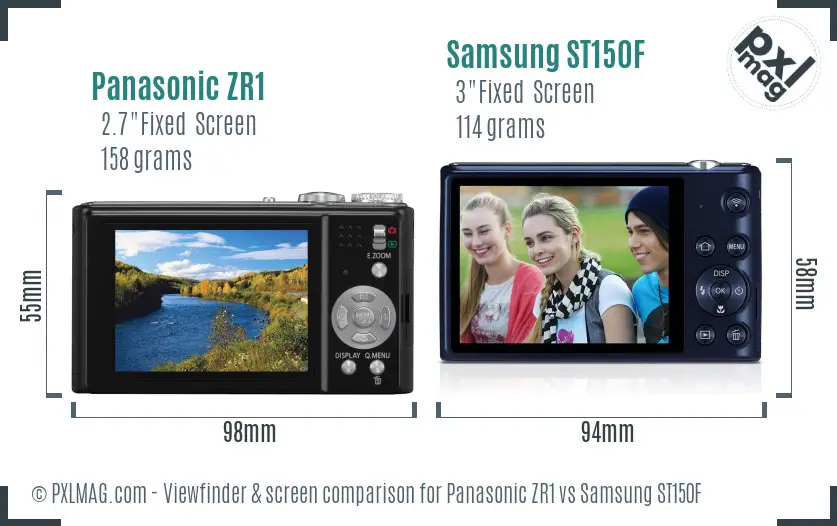 Panasonic ZR1 vs Samsung ST150F Screen and Viewfinder comparison