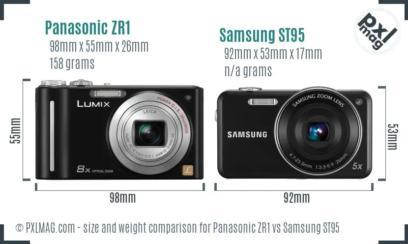 Panasonic ZR1 vs Samsung ST95 size comparison