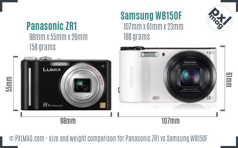 Panasonic ZR1 vs Samsung WB150F size comparison Panasonic ZR1 vs Samsung WB150F size comparison