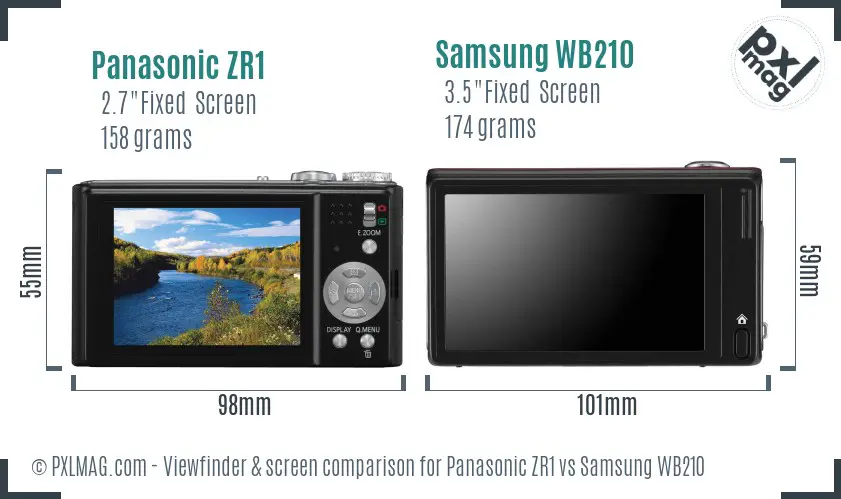 Panasonic ZR1 vs Samsung WB210 Screen and Viewfinder comparison Panasonic ZR1 vs Samsung WB210 Screen and Viewfinder comparison
