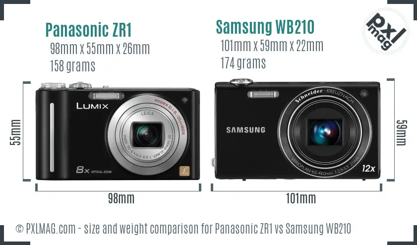 Panasonic ZR1 vs Samsung WB210 size comparison Panasonic ZR1 vs Samsung WB210 size comparison
