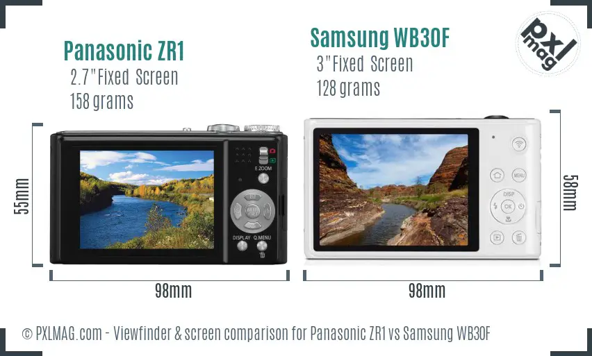 Panasonic ZR1 vs Samsung WB30F Screen and Viewfinder comparison