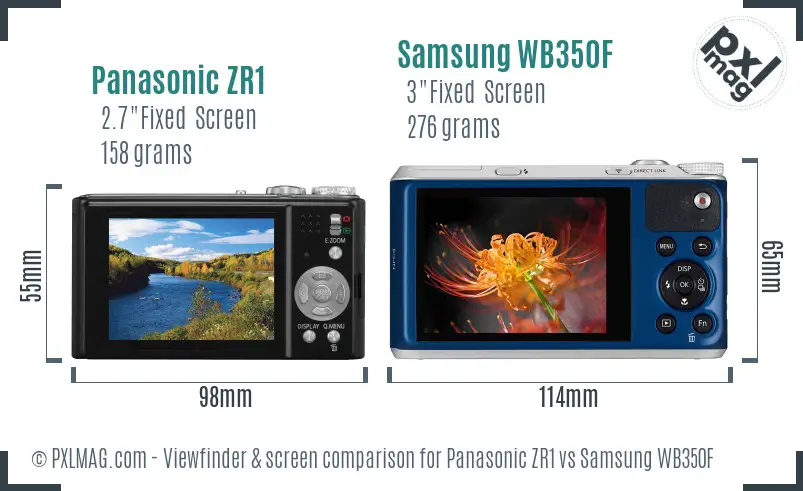 Panasonic ZR1 vs Samsung WB350F Screen and Viewfinder comparison Panasonic ZR1 vs Samsung WB350F Screen and Viewfinder comparison