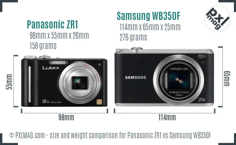 Panasonic ZR1 vs Samsung WB350F size comparison Panasonic ZR1 vs Samsung WB350F size comparison