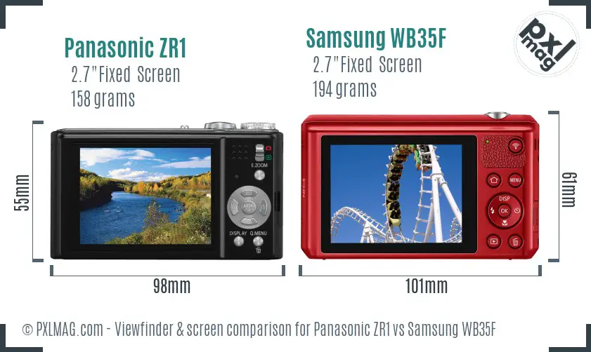 Panasonic ZR1 vs Samsung WB35F Screen and Viewfinder comparison