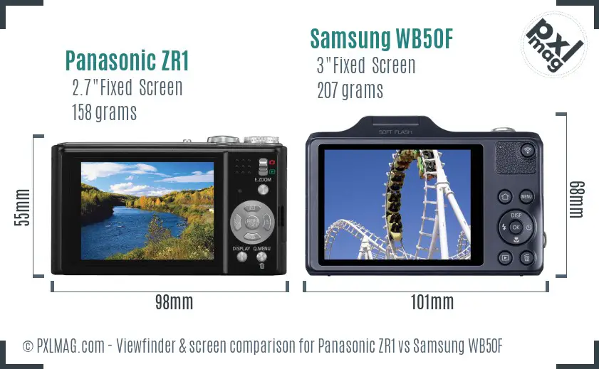 Panasonic ZR1 vs Samsung WB50F Screen and Viewfinder comparison