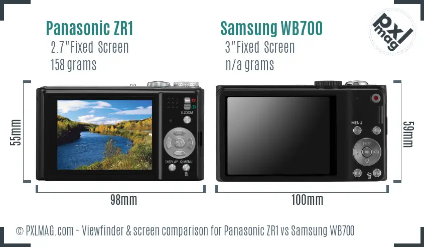 Panasonic ZR1 vs Samsung WB700 Screen and Viewfinder comparison