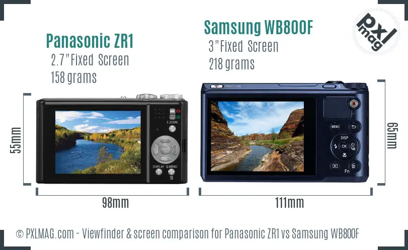 Panasonic ZR1 vs Samsung WB800F Screen and Viewfinder comparison Panasonic ZR1 vs Samsung WB800F Screen and Viewfinder comparison