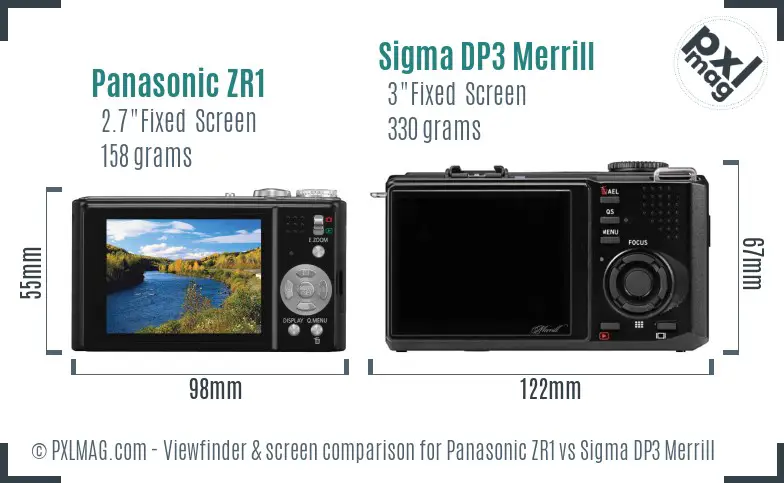 Panasonic ZR1 vs Sigma DP3 Merrill Screen and Viewfinder comparison