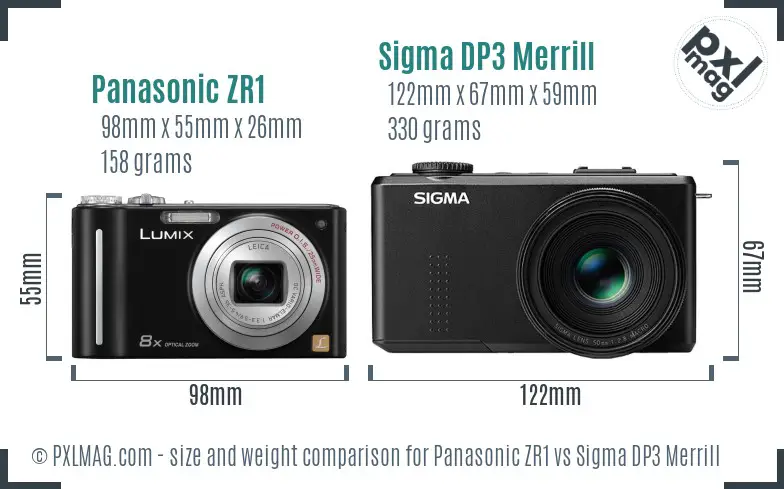 Panasonic ZR1 vs Sigma DP3 Merrill size comparison