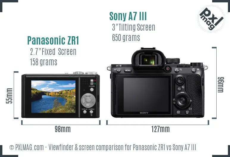 Panasonic ZR1 vs Sony A7 III Screen and Viewfinder comparison Panasonic ZR1 vs Sony A7 III Screen and Viewfinder comparison