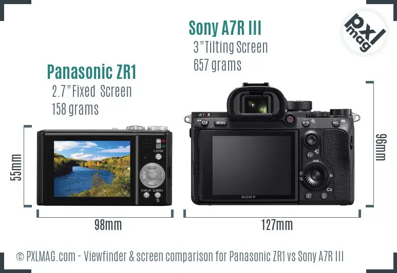 Panasonic ZR1 vs Sony A7R III Screen and Viewfinder comparison Panasonic ZR1 vs Sony A7R III Screen and Viewfinder comparison