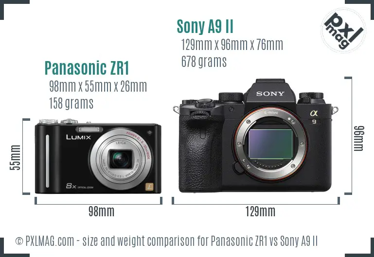 Panasonic ZR1 vs Sony A9 II size comparison